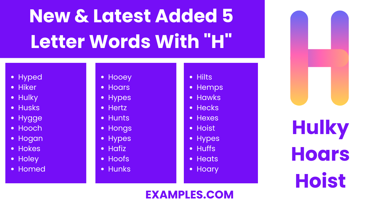 new latest added 5 letter words with h