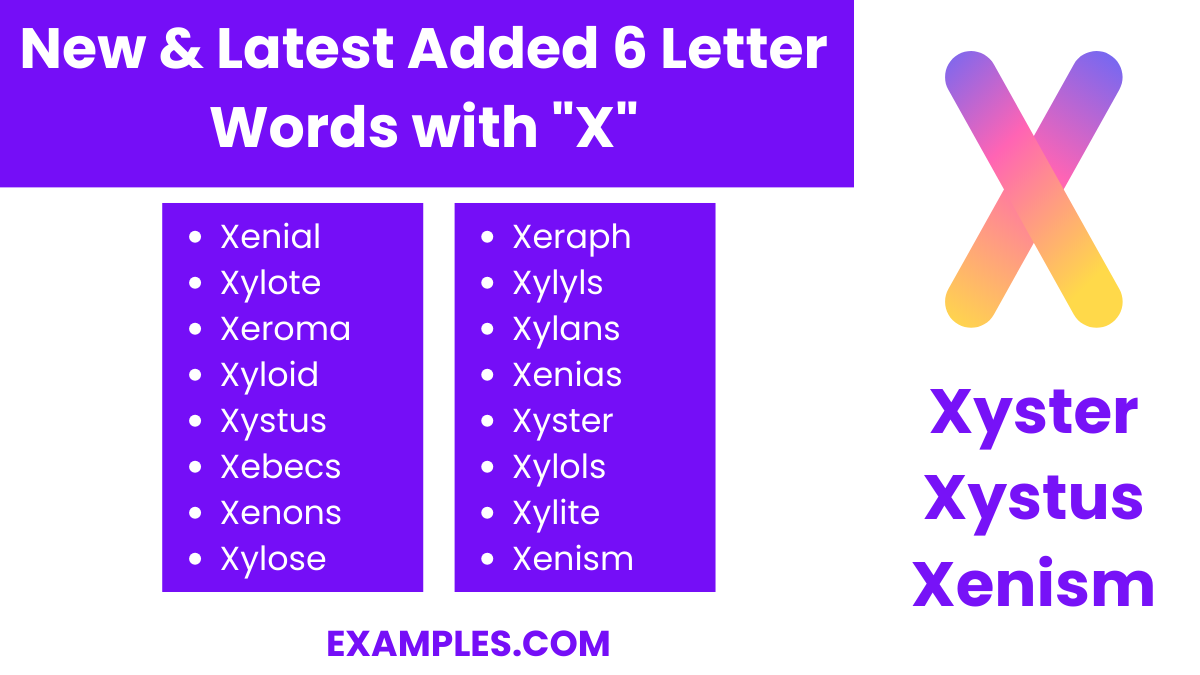 new latest added 6 letter words with x 1