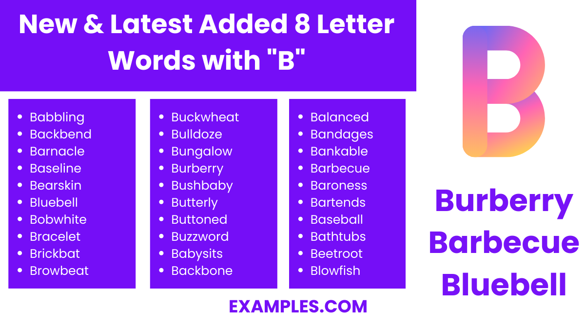 new latest added 8 letter words with b 1