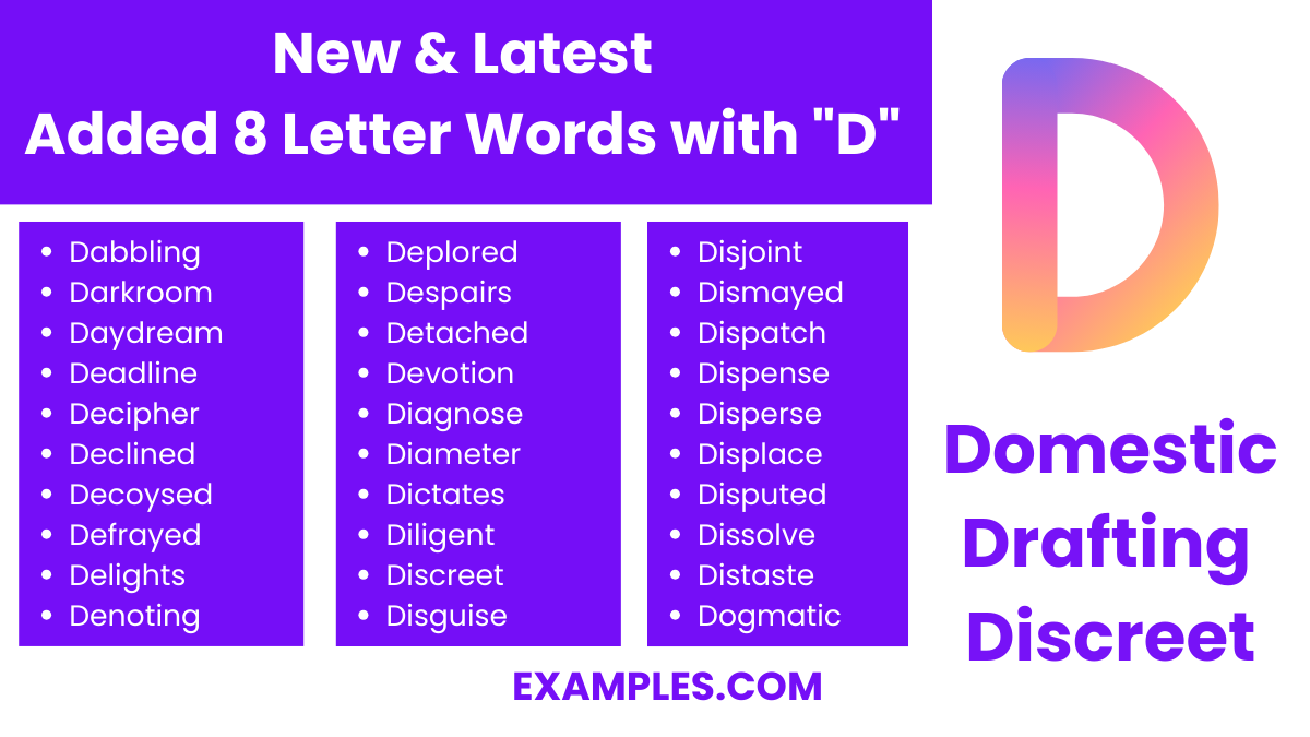 new latest added 8 letter words with d