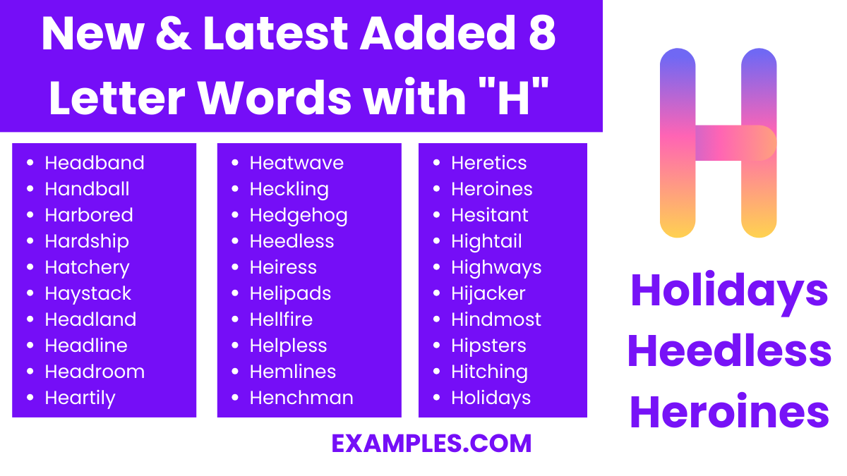 new latest added 8 letter words with h