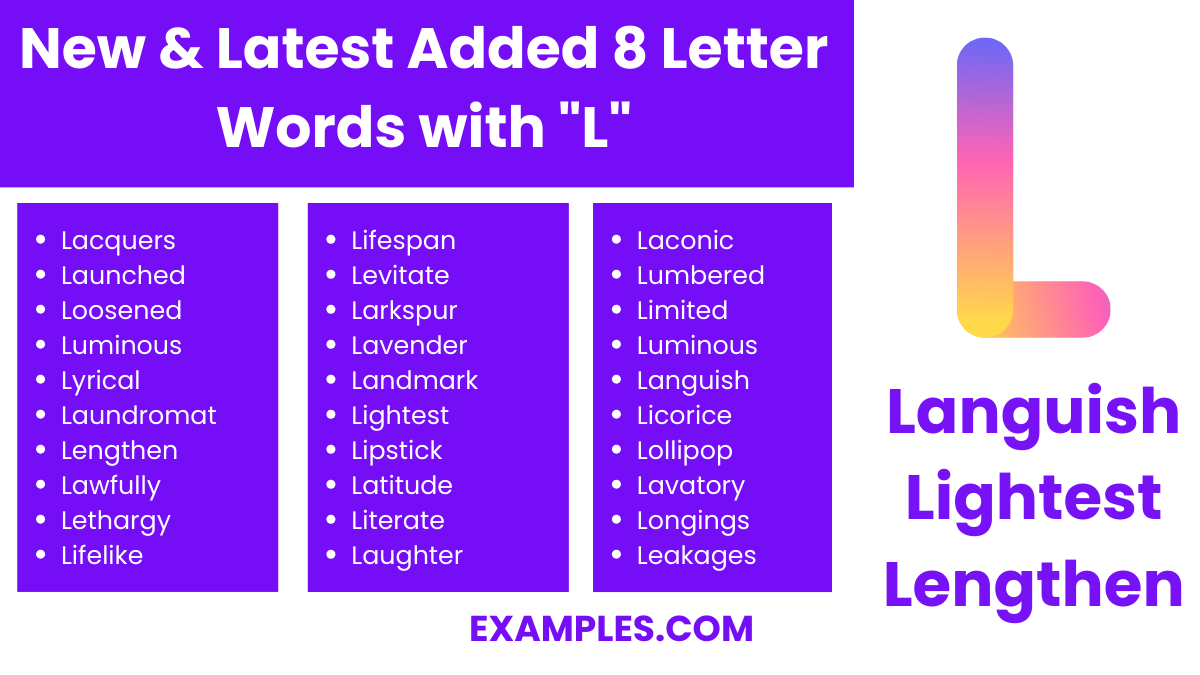 new latest added 8 letter words with l
