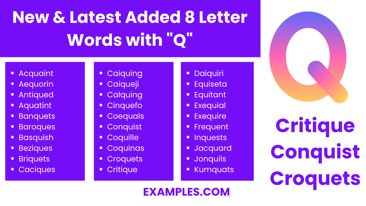 new latest added 8 letter words with q 1