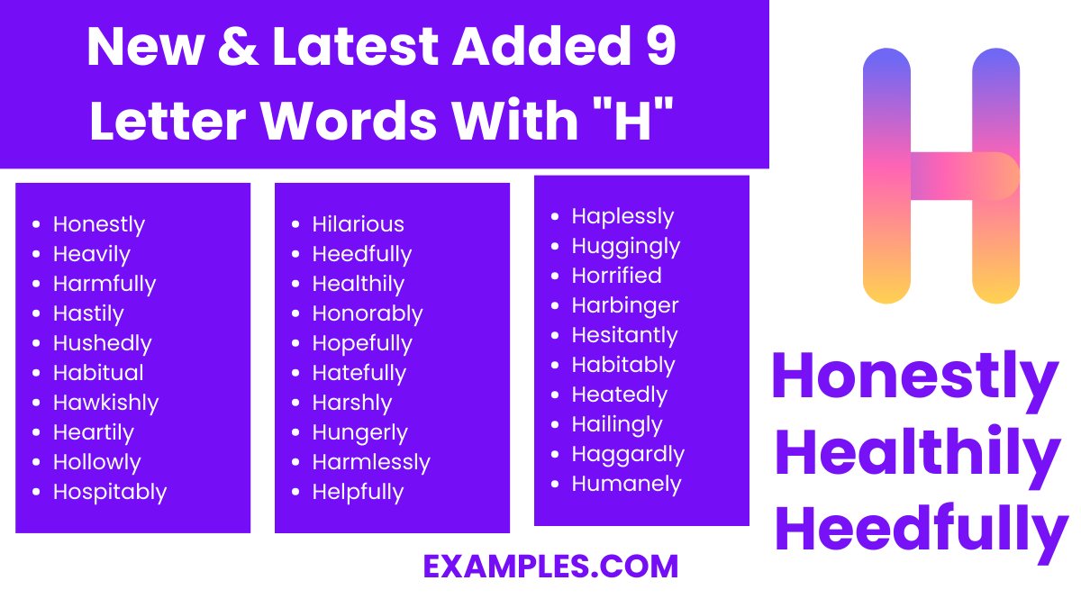 new latest added 9 letter words with h