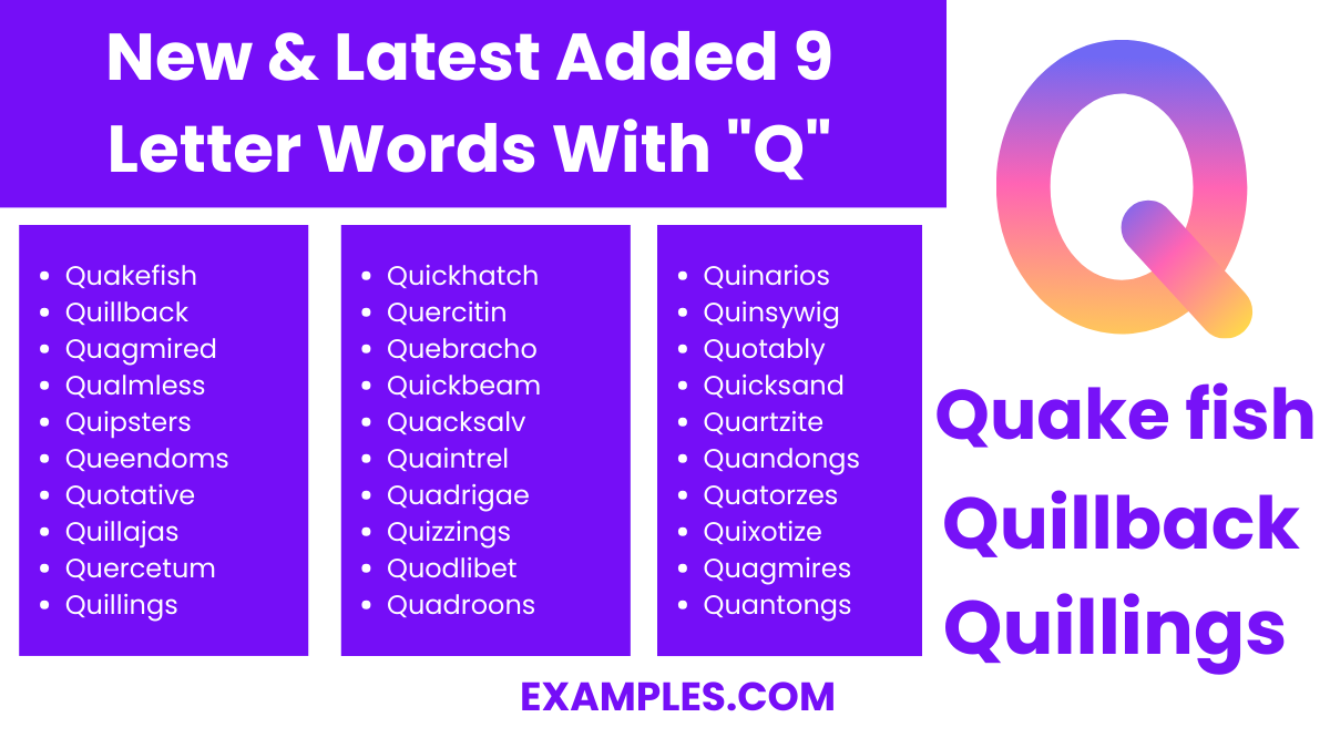 new latest added 9 letter words with q