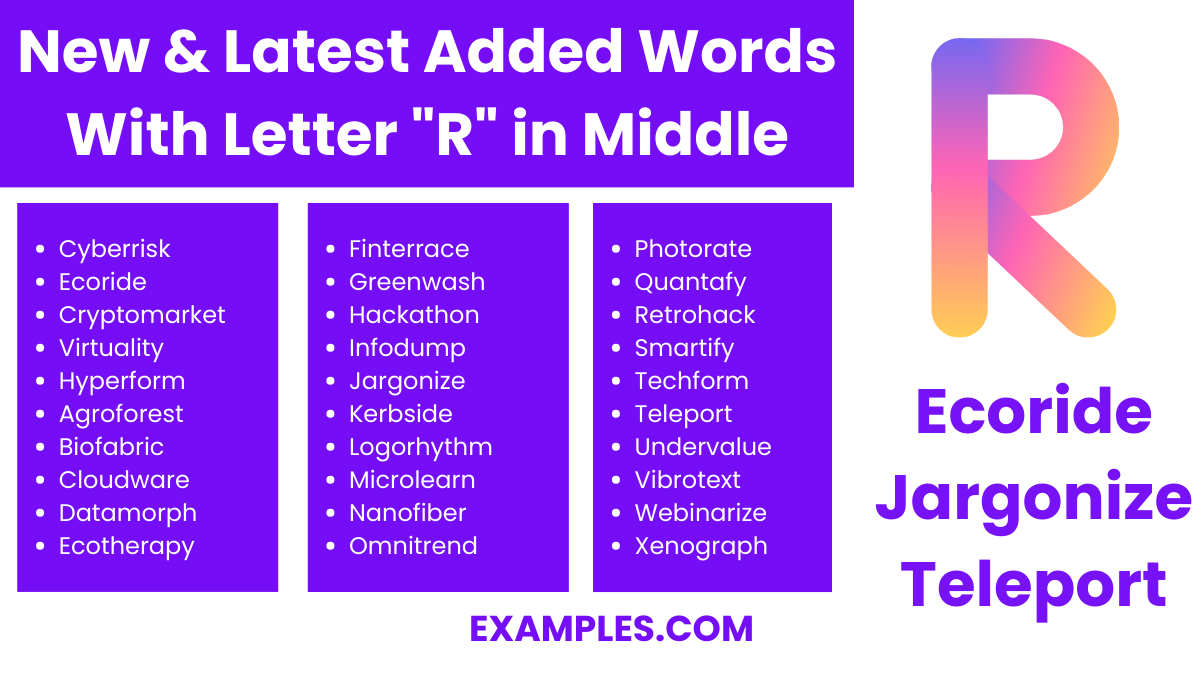 new latest added words with letter r in middle