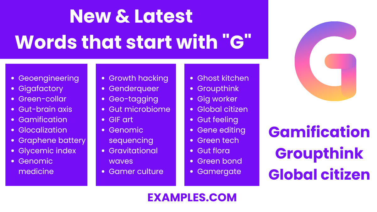 new latest words that start with g