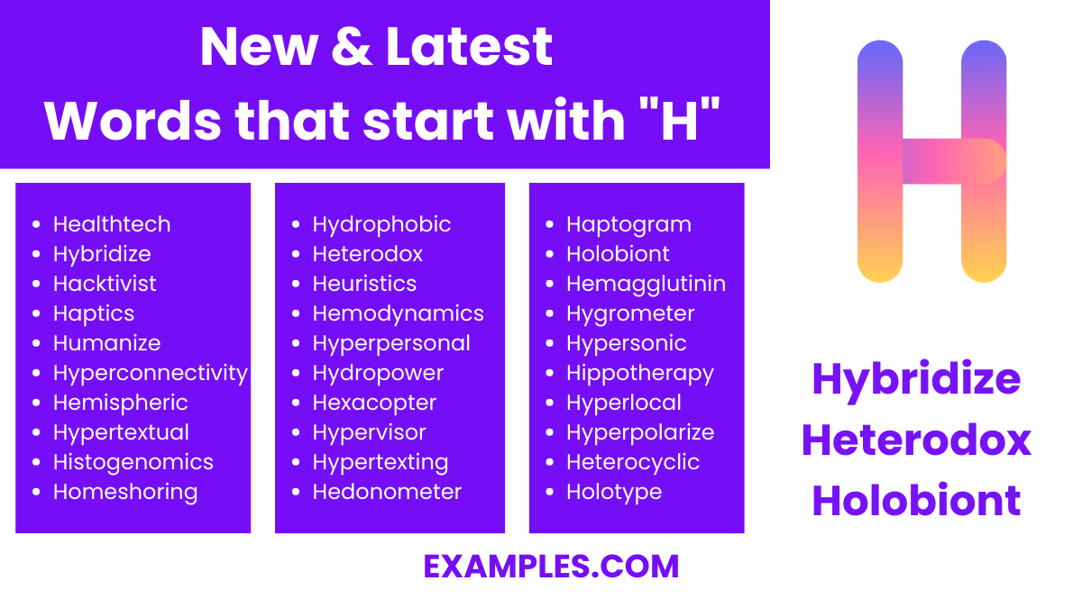 new latest words that start with h