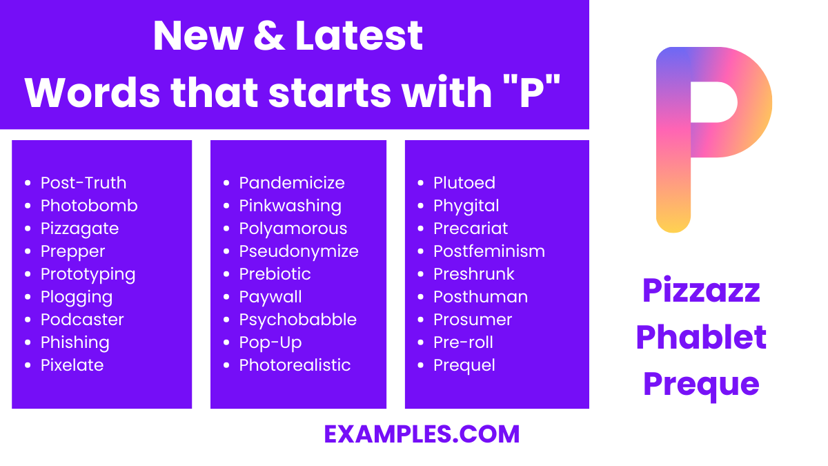 new latest words that start with p