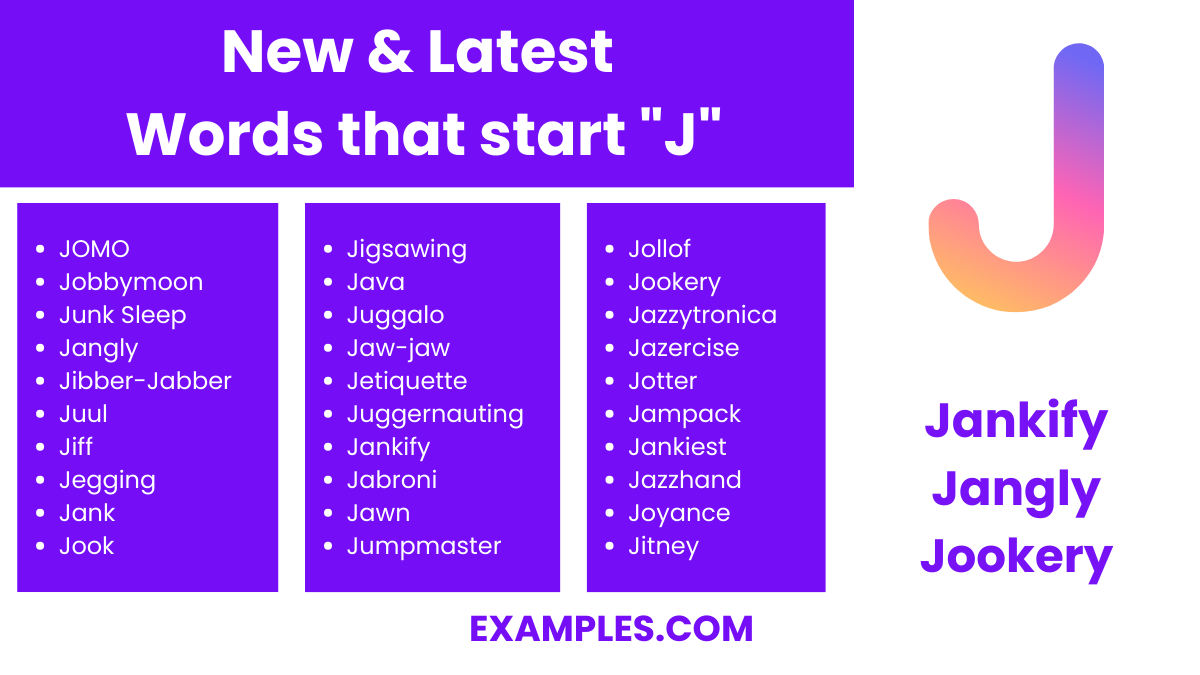 new latest words that start with j