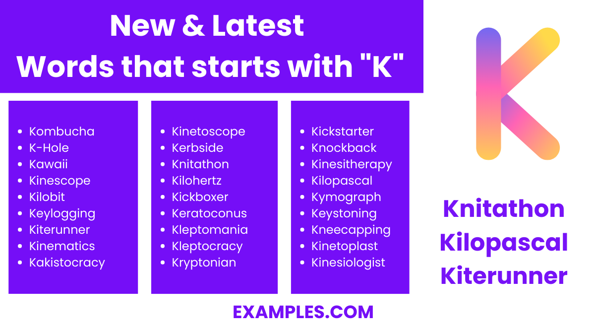 new latest words that starts with k