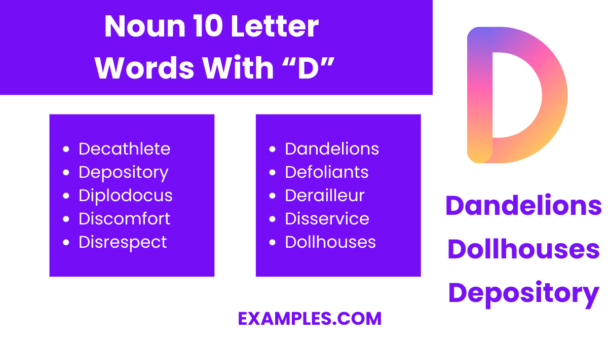 noun 10 letter words with d