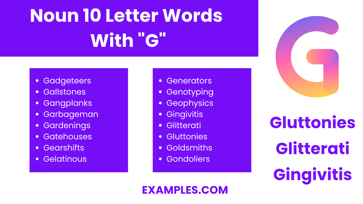 noun 10 letter words with g