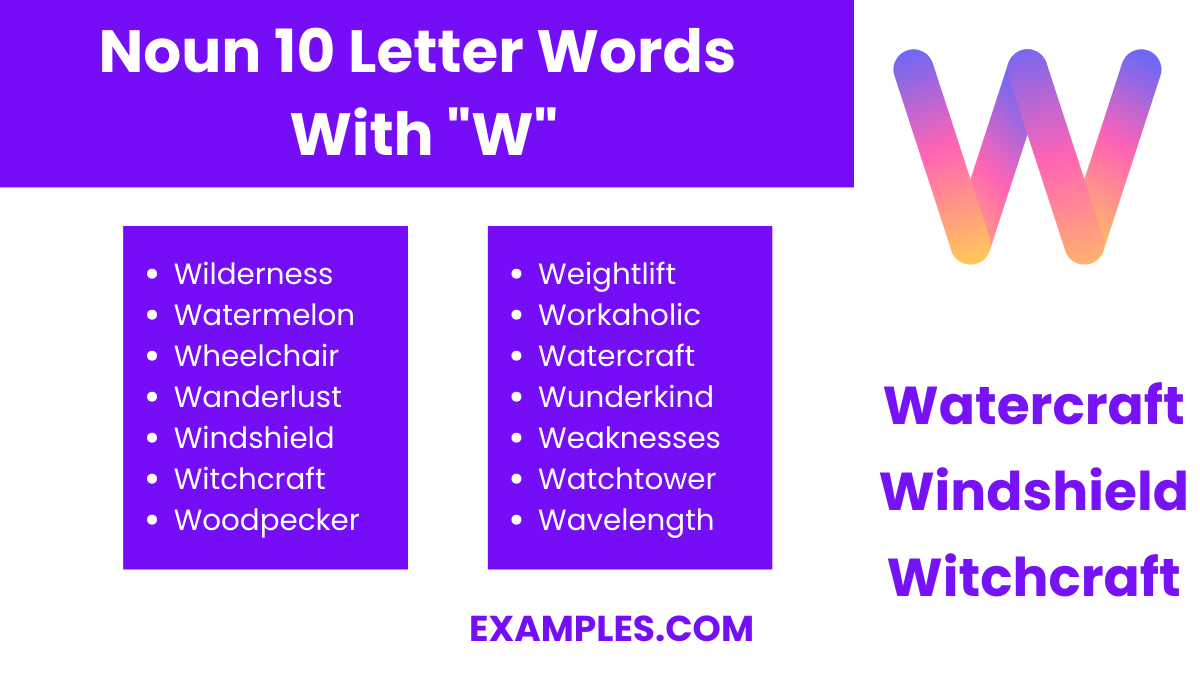 noun 10 letter words with w