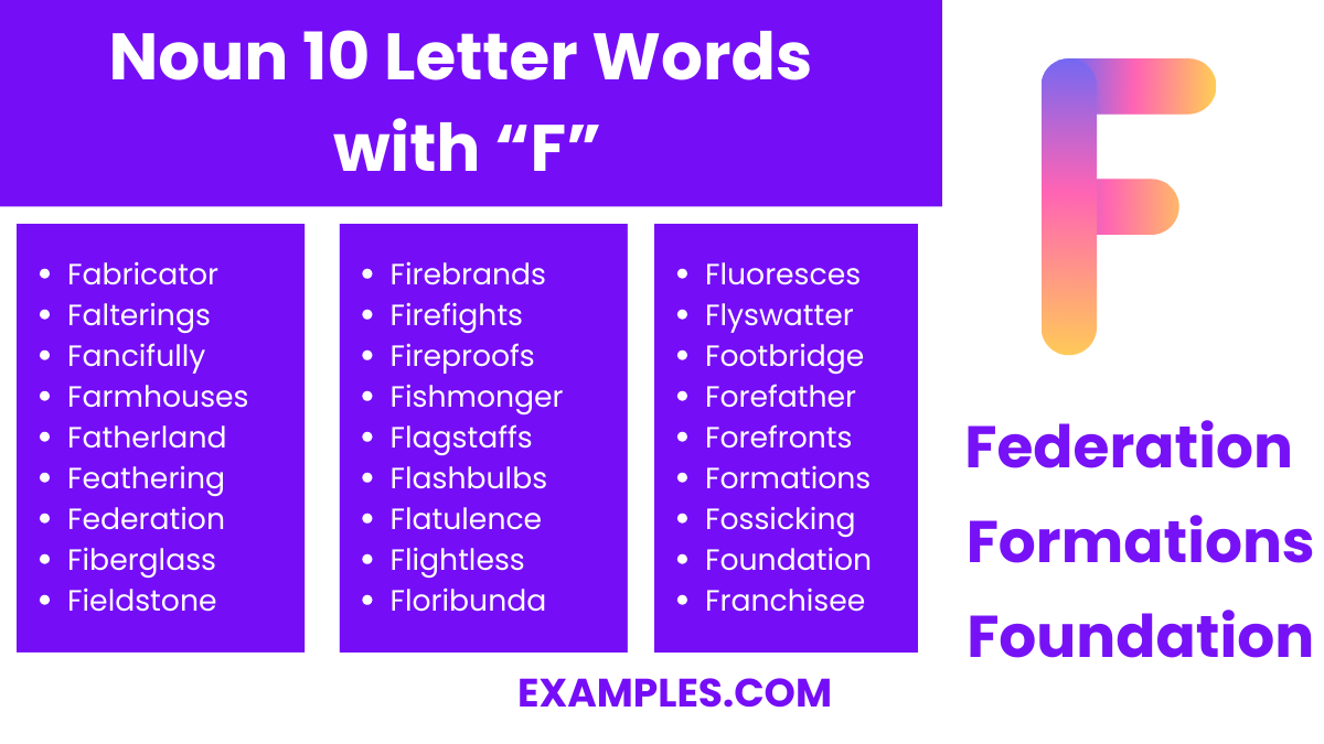 noun 10 letter words with f