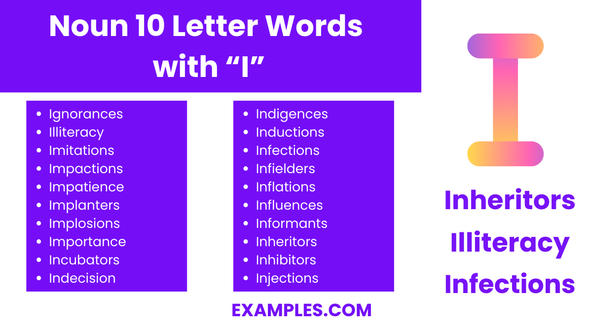 noun 10 letter words with i
