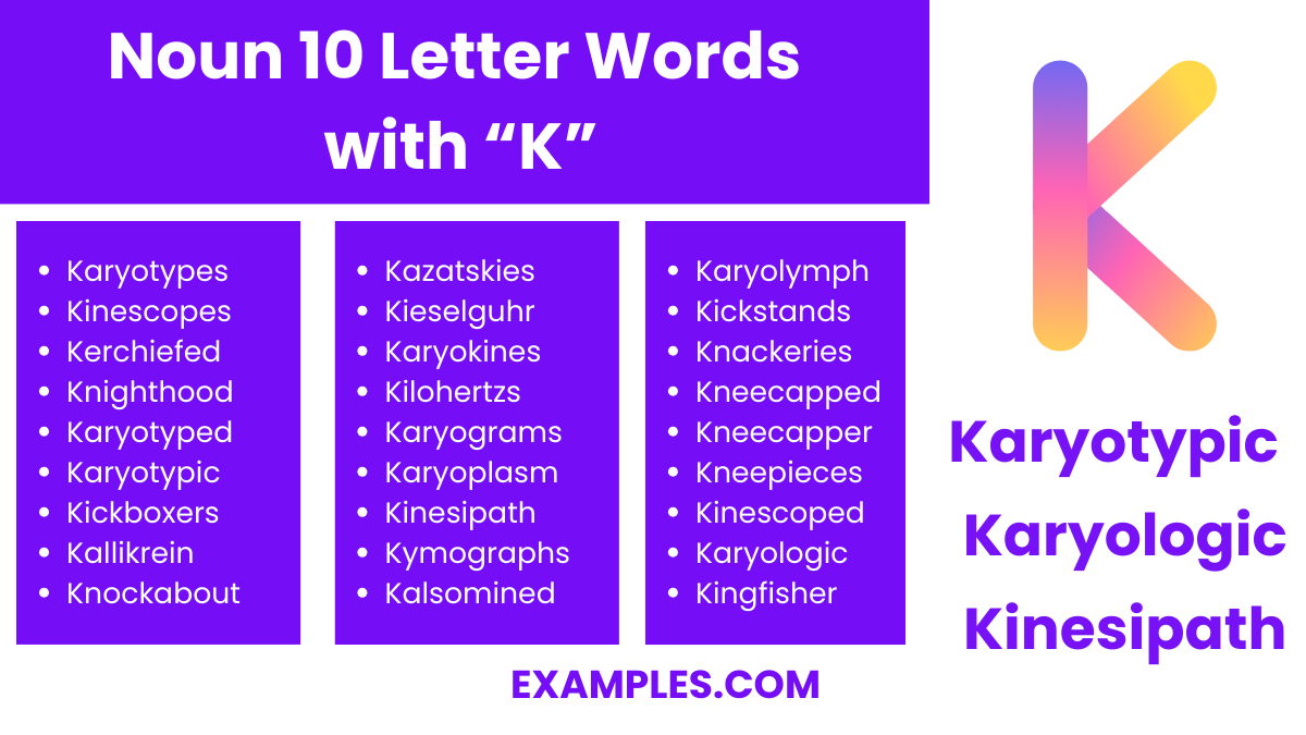 noun 10 letter words with k