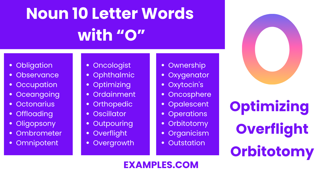 noun 10 letter words with o