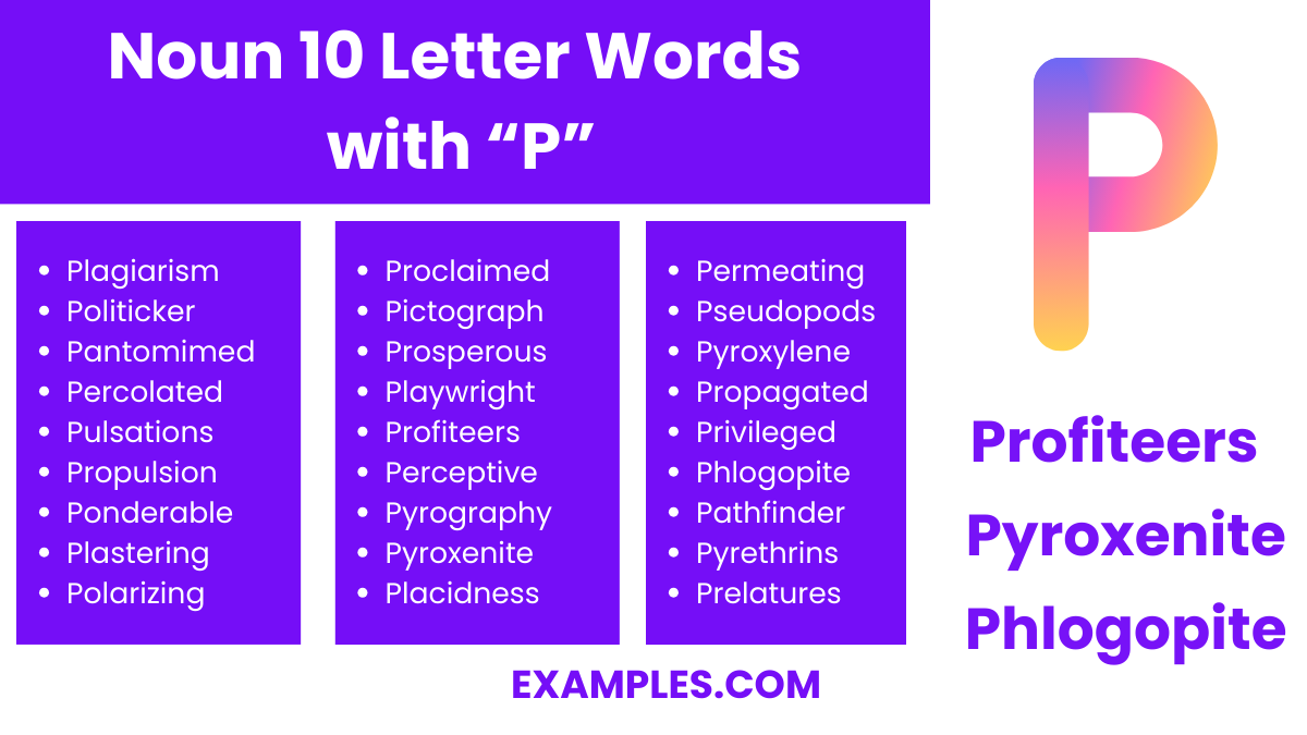 noun 10 letter words with p