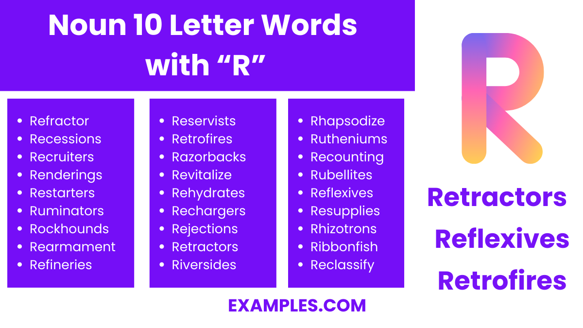 noun 10 letter words with r