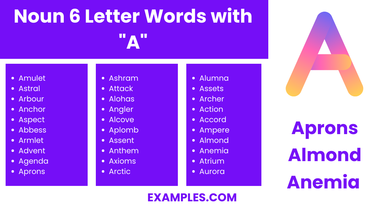 noun 6 letter words with a