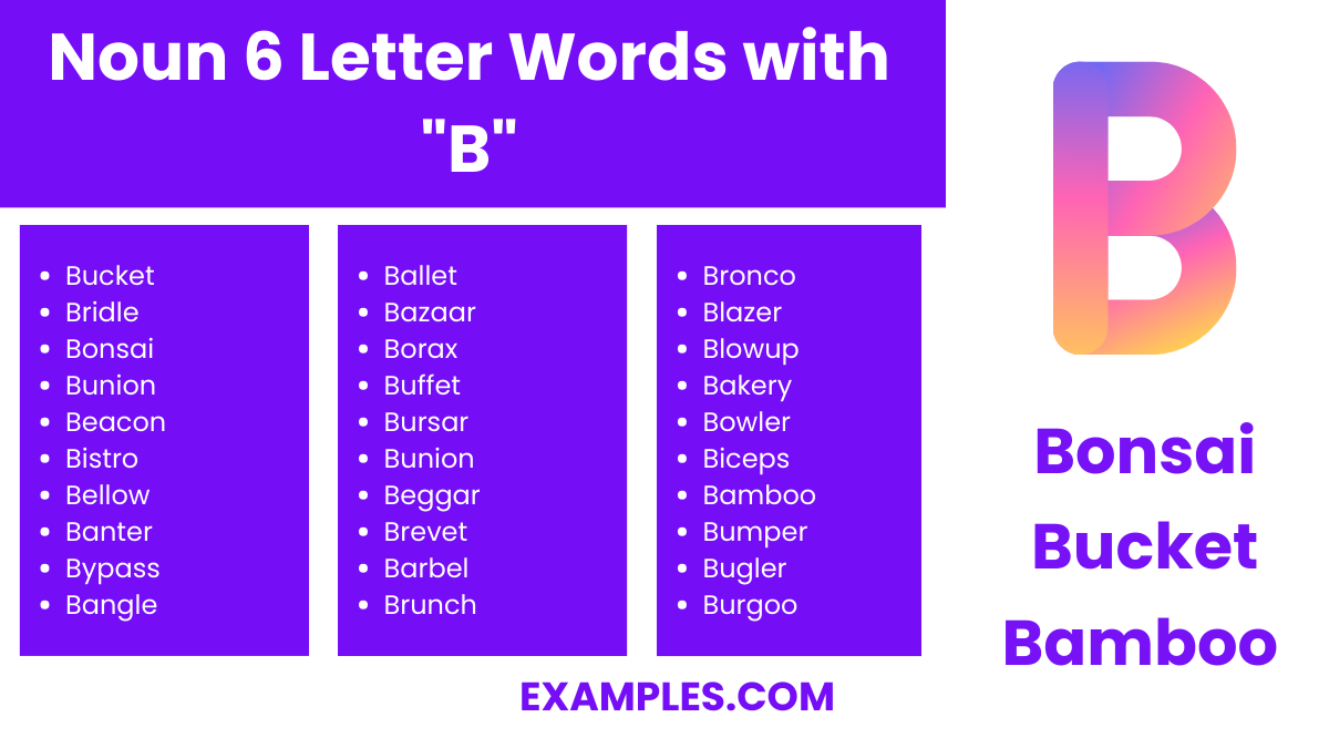 noun 6 letter words with b