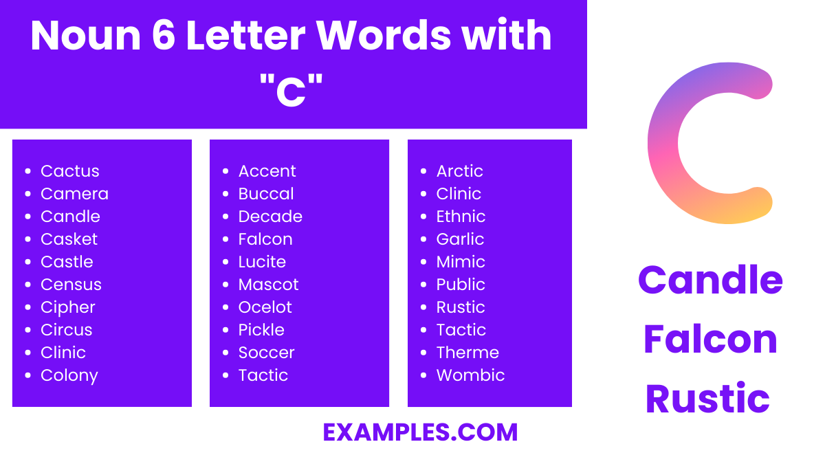 noun 6 letter words with c