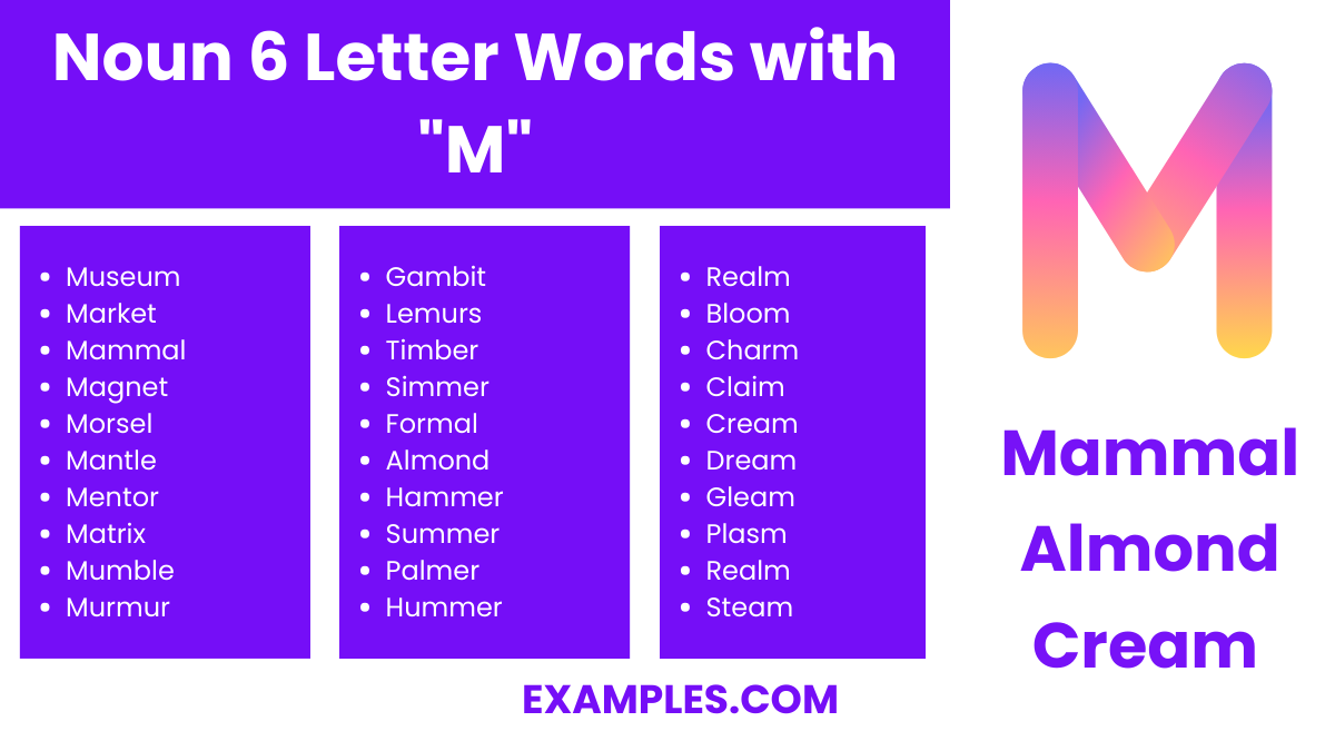 noun 6 letter words with m