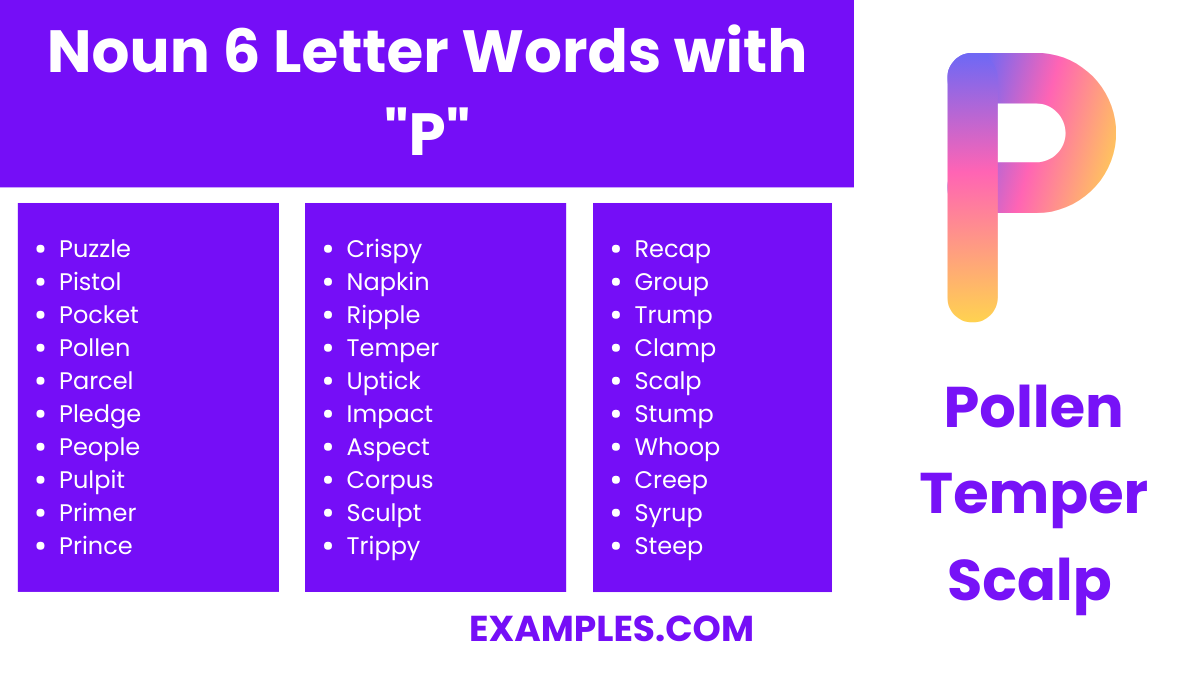 noun 6 letter words with p