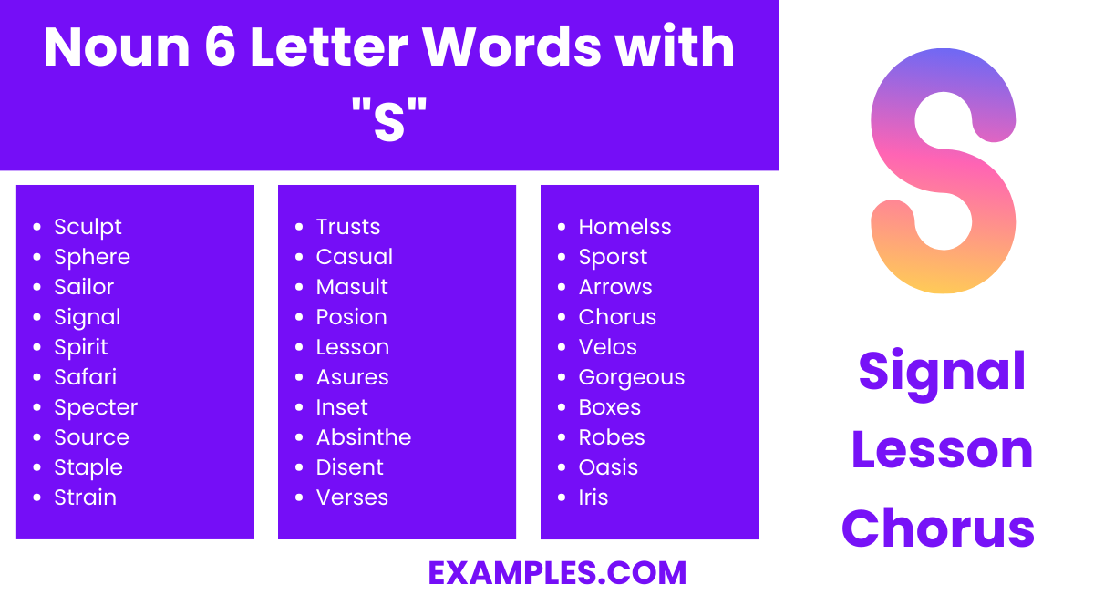 noun 6 letter words with s