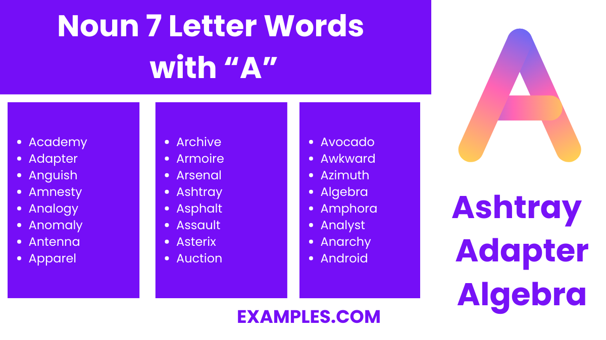noun 7 letter words with a