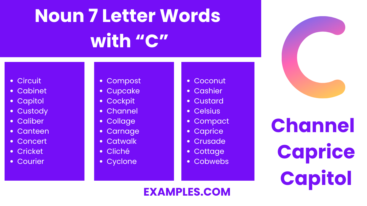 noun 7 letter words with c