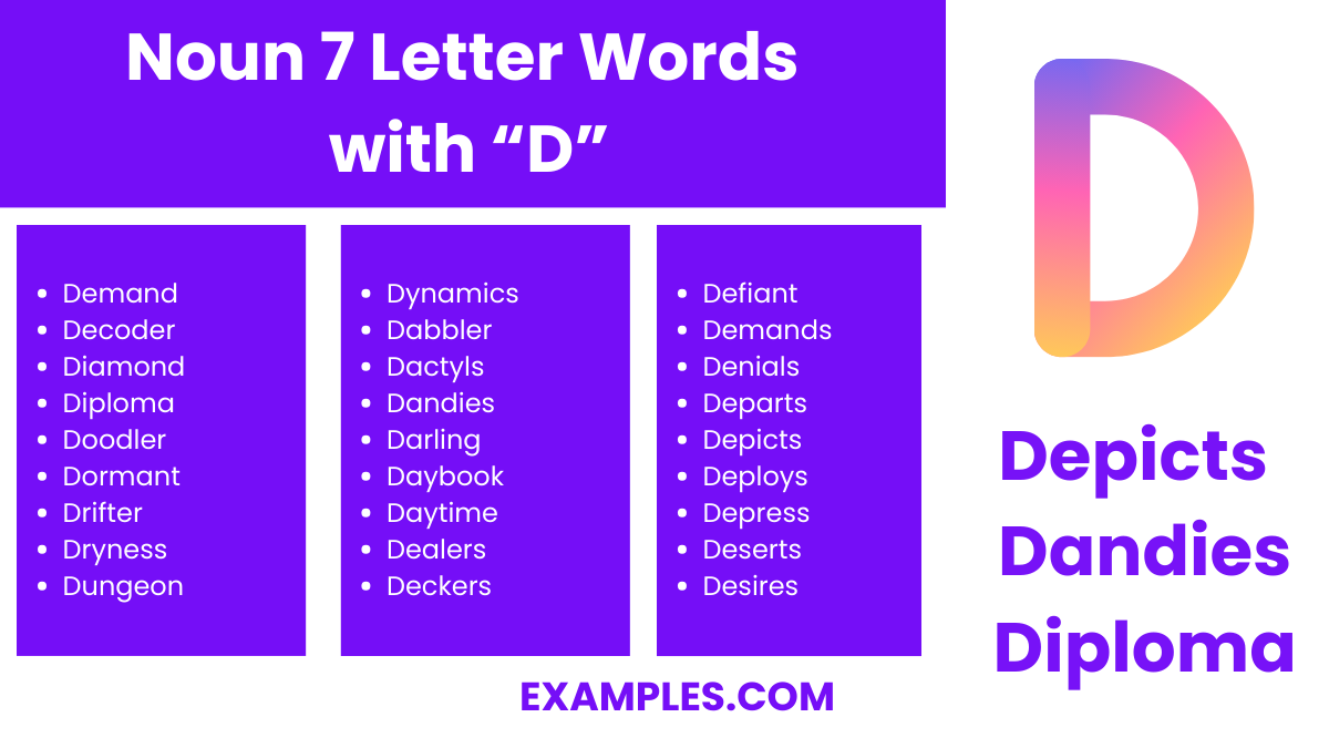 noun 7 letter words with d