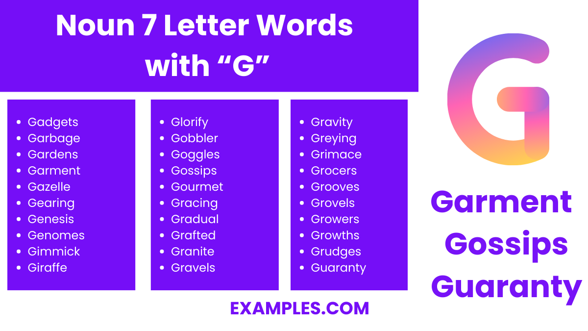 noun 7 letter words with g