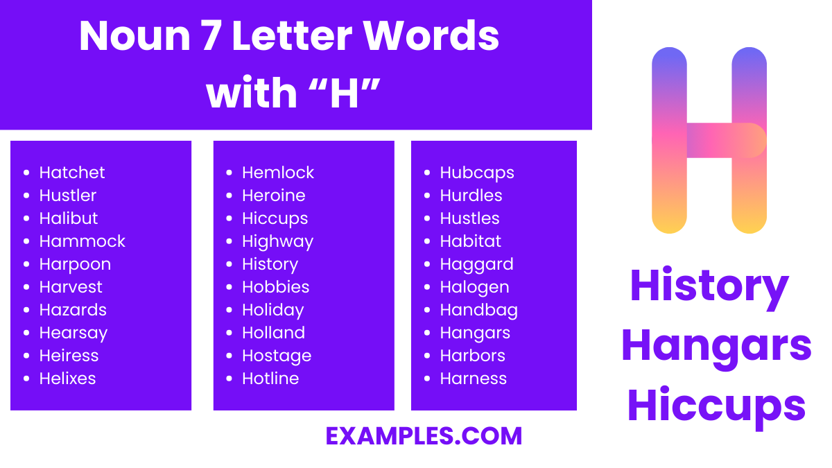 noun 7 letter words with h