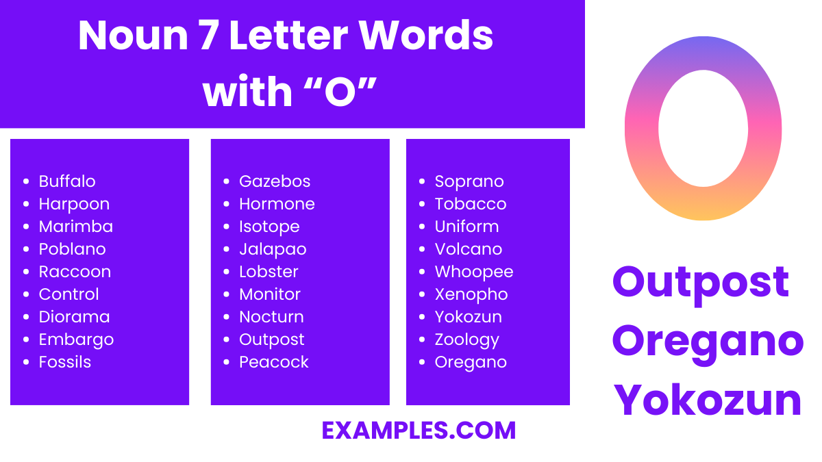 noun 7 letter words with o
