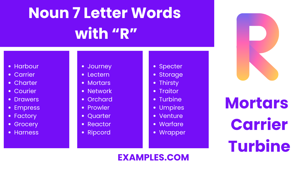 noun 7 letter words with r
