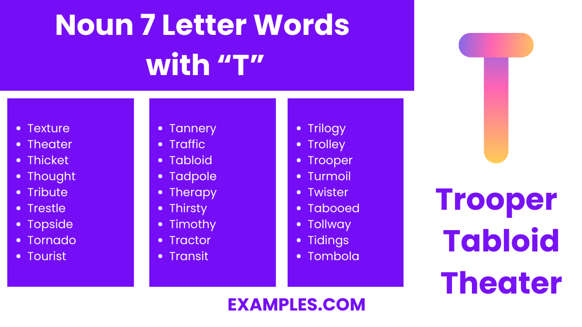 noun 7 letter words with t