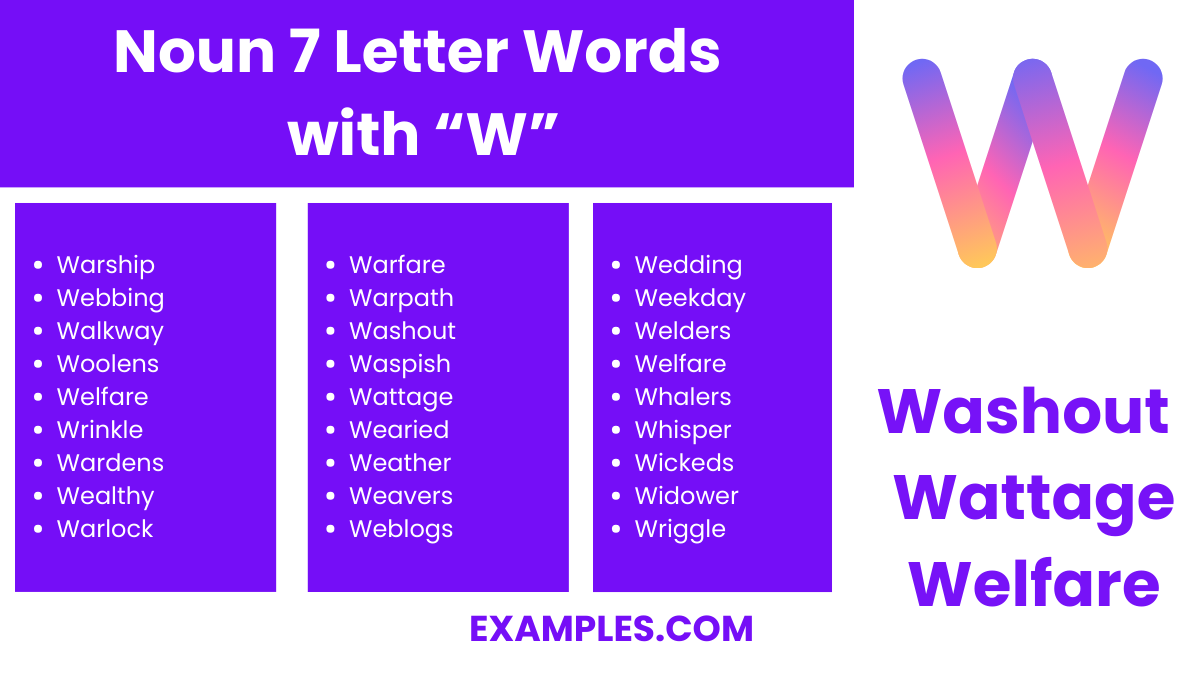 noun 7 letter words with w