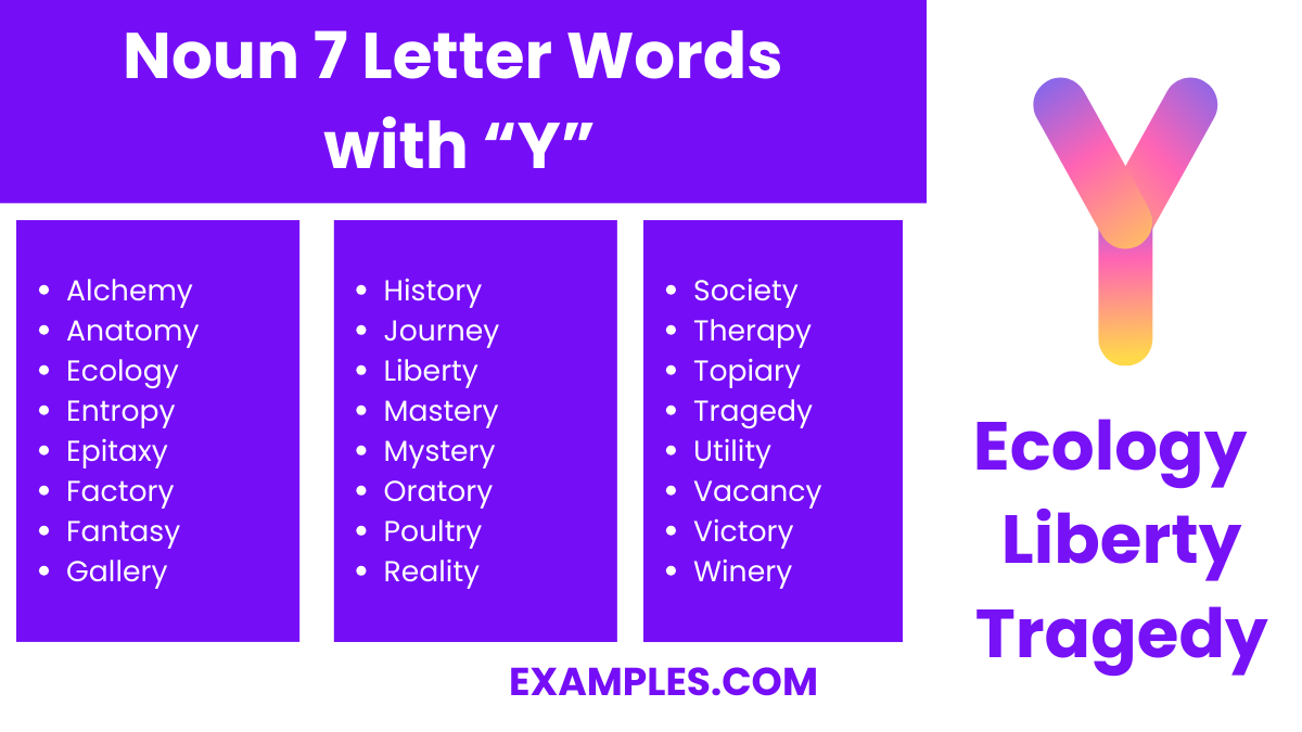 noun 7 letter words with y