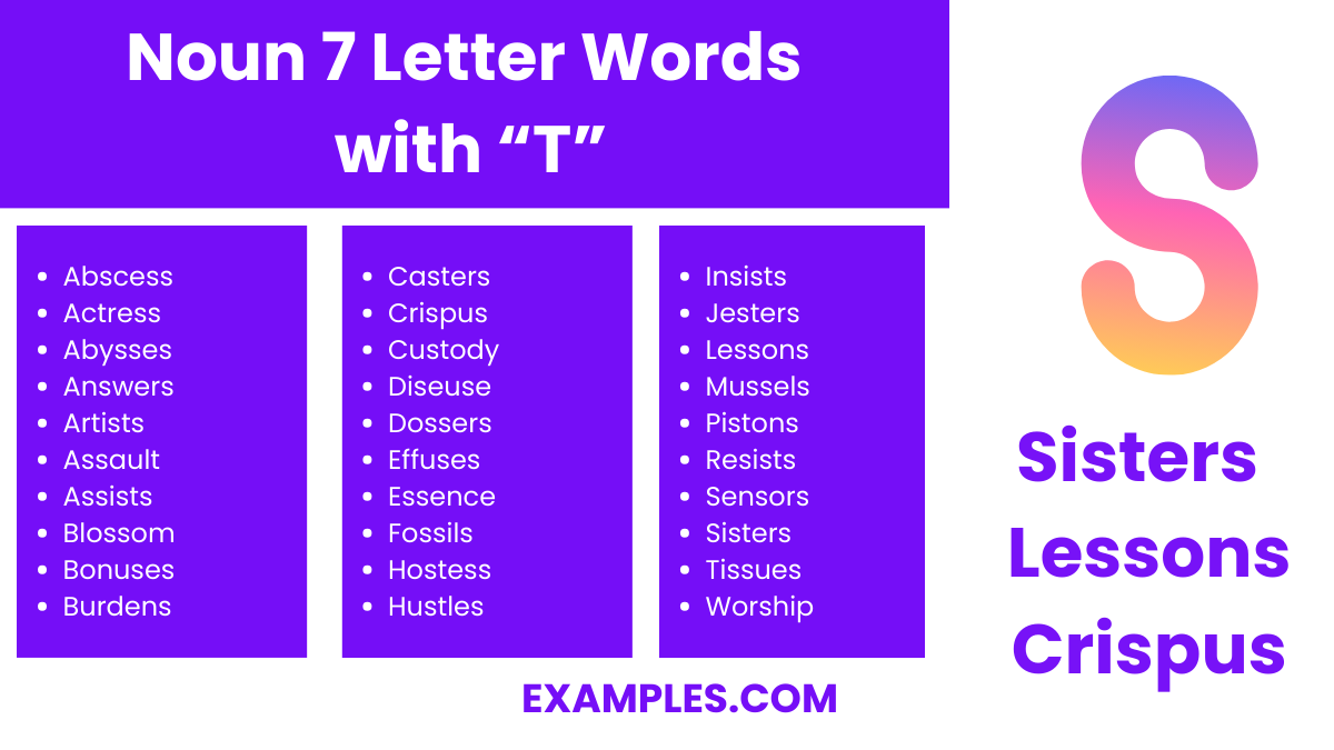 noun 7 letter words with s