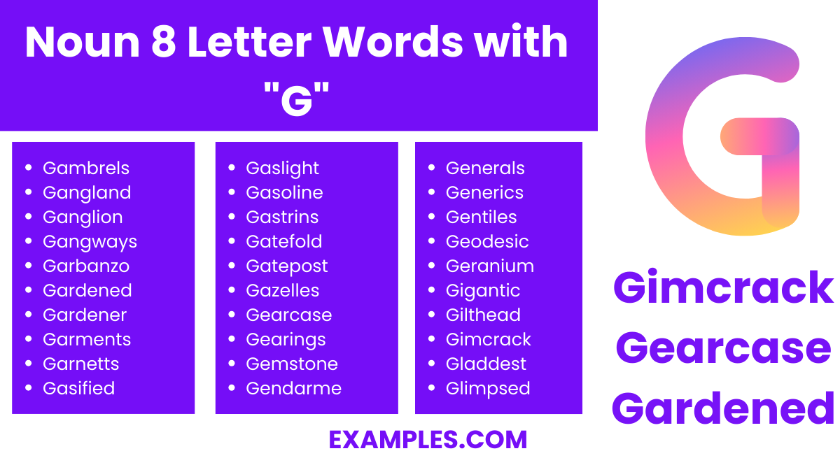 noun 8 letter words with g