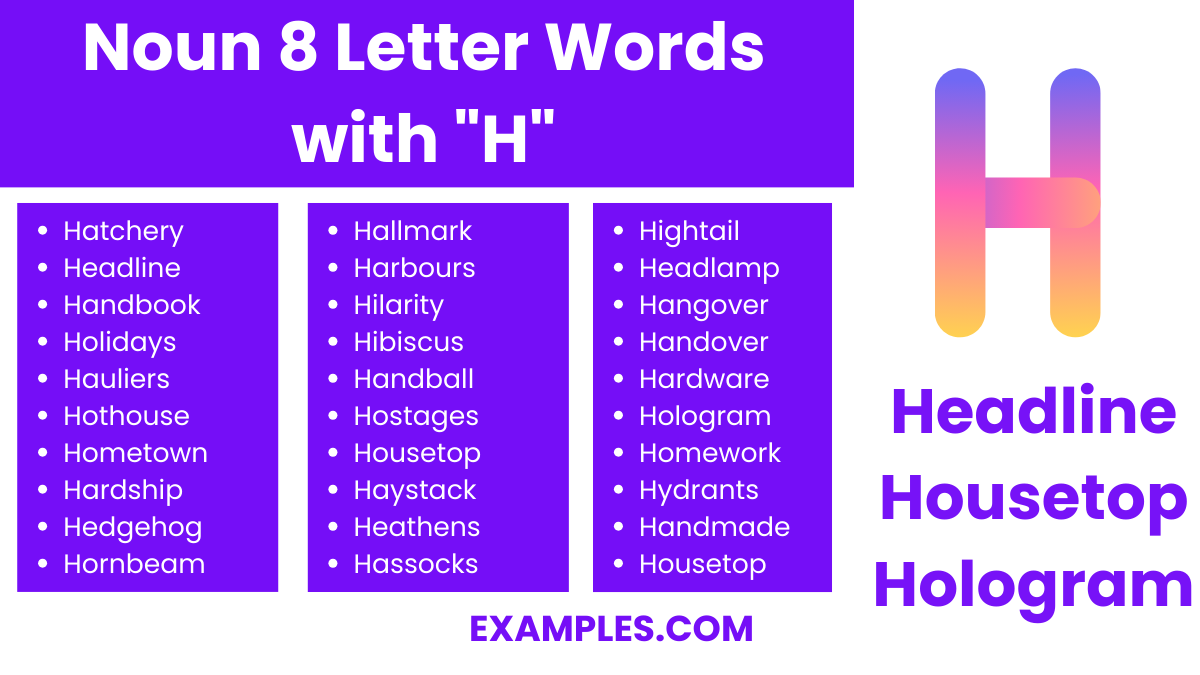 noun 8 letter words with h