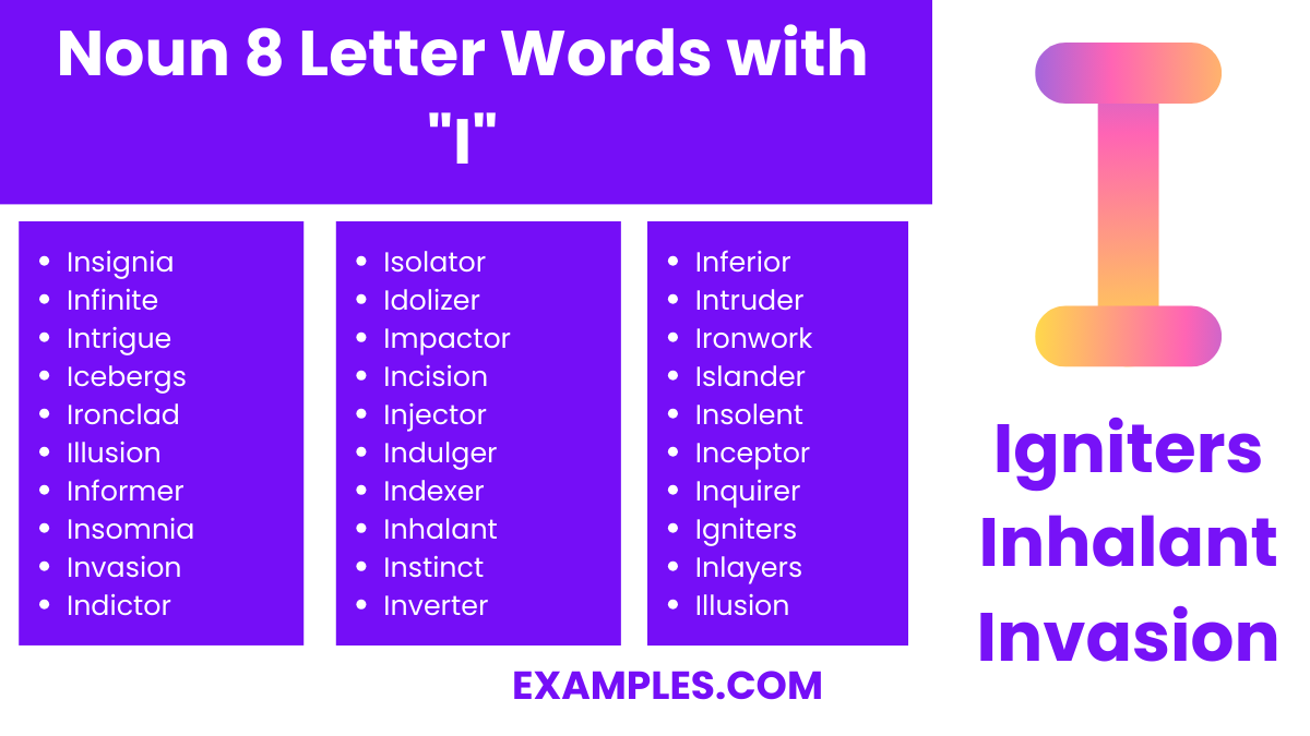 noun 8 letter words with i