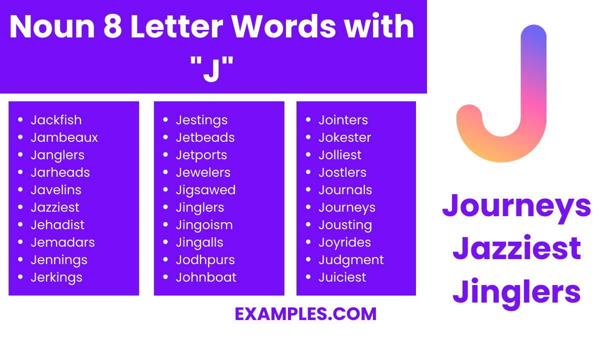 noun 8 letter words with j