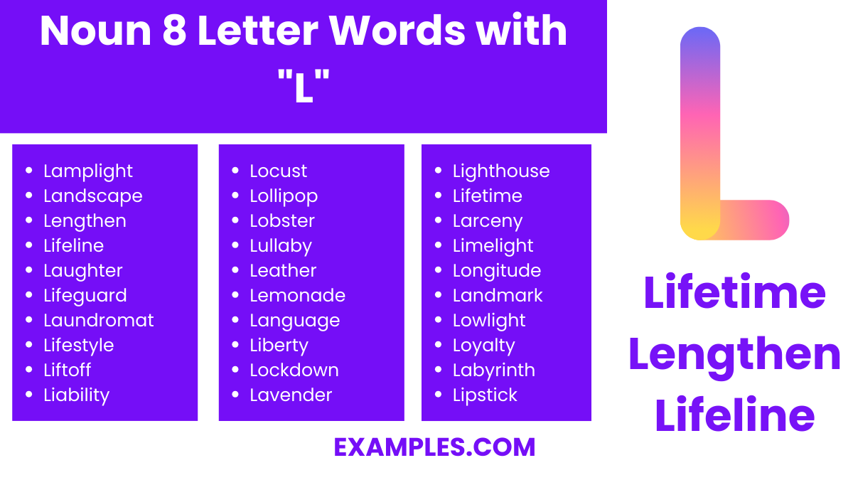 noun 8 letter words with l