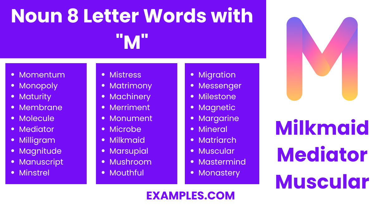 noun 8 letter words with m