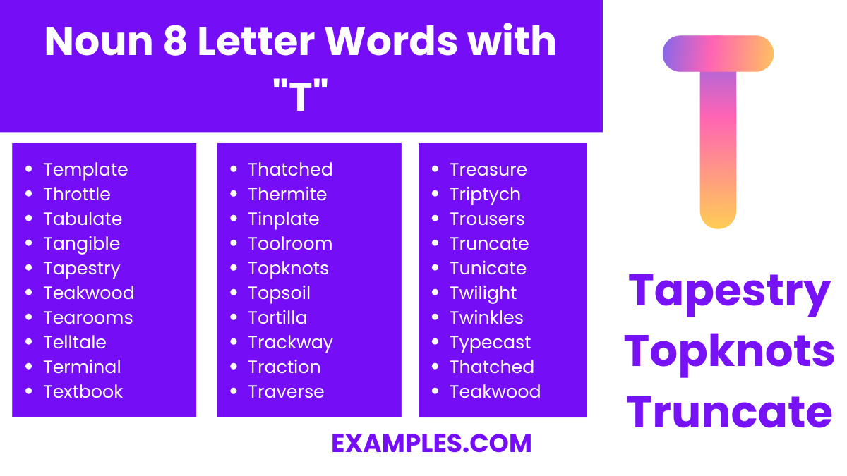 noun 8 letter words with t