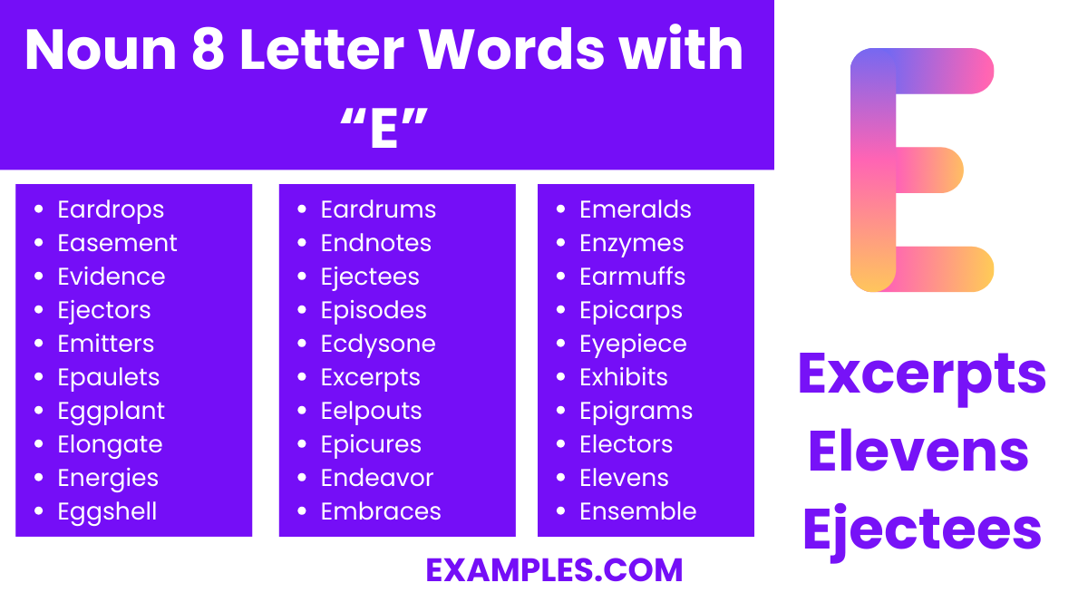 noun 8 letter words with “e”