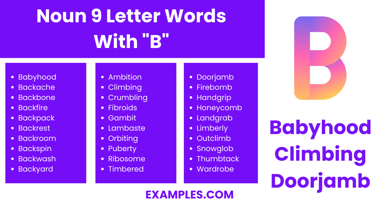 noun 9 letter words with b 1